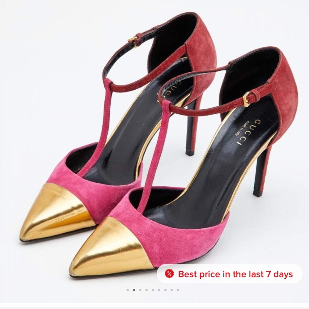 Gucci Suede T Strap Heels